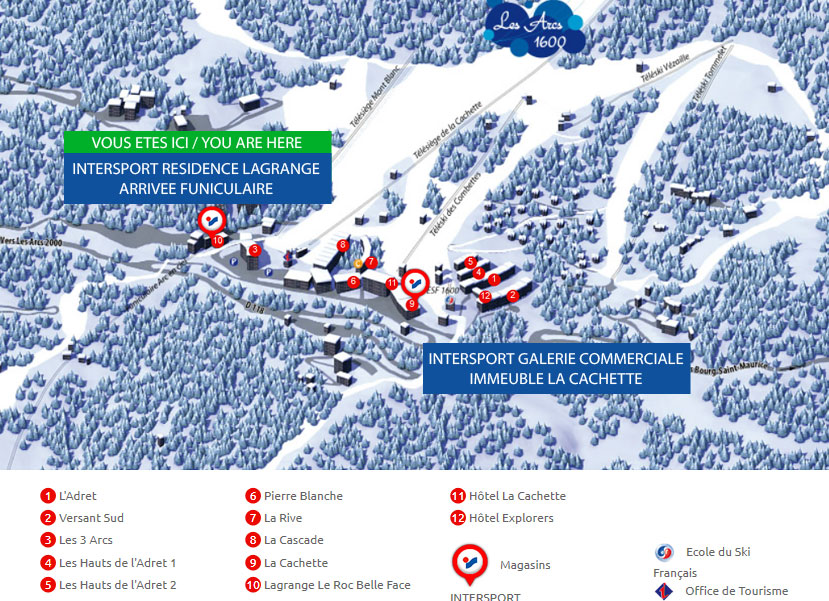 Access map Intersport Residence Lagrange Arc 1600